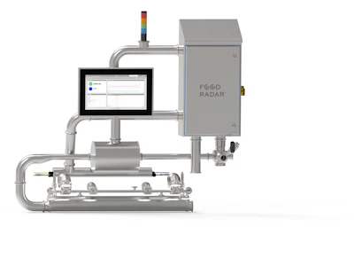 Microwave detection identifies contaminants like metal and glass, but also wood, rubber, soft and hard plastics, and pit fragments for liquid line applications.