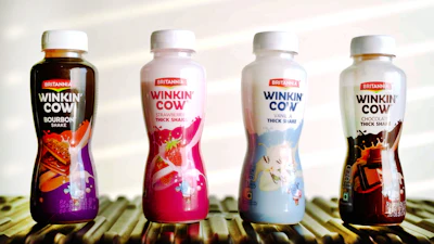 Britannia&rsquo;s Winkin&rsquo; Cow portfolio spans multiple SKUs and flavors, with transparent PET bottles reinforcing product visibility and on-the-go consumption.