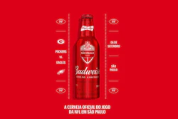 The bottle was developed by Trivium for Budweiser (Brazil) to commemorate being the official sponsor of the first NFL game held in São Paulo, Brazil against the Philadelphia Eagles and Green Bay Packers.