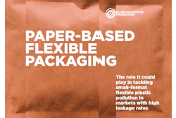 Cover of the Ellen MacArthur Foundation’s report on paper-based flexible packaging, which examines its potential role in addressing small-format plastic waste in high-leakage markets.