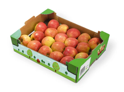 An apple box printed with Siegwerk's UniLEAF.