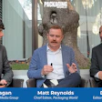 (from left) Casey Flanagan, PMMI Media Group; Matt Reynolds, Packaging World; Derrick Teal, ProFood World