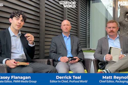 (from left) Casey Flanagan, PMMI Media Group; Derrick Teal, ProFood World; Matt Reynolds, Packaging World