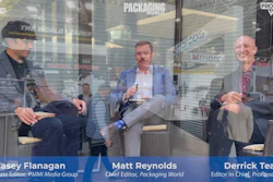 (from left) Casey Flanagan, PMMI Media Group; Matt Reynolds, Packaging World; Derrick Teal, ProFood World
