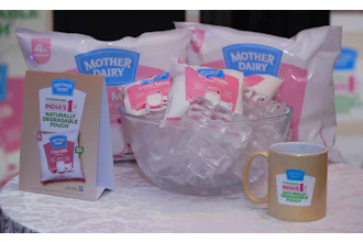At the launch event, Mother Dairy showcased its new Cow Milk pouch in both individual and multipack formats. The pouch's pink-and-white design is part of a broader refresh of the company’s milk portfolio.