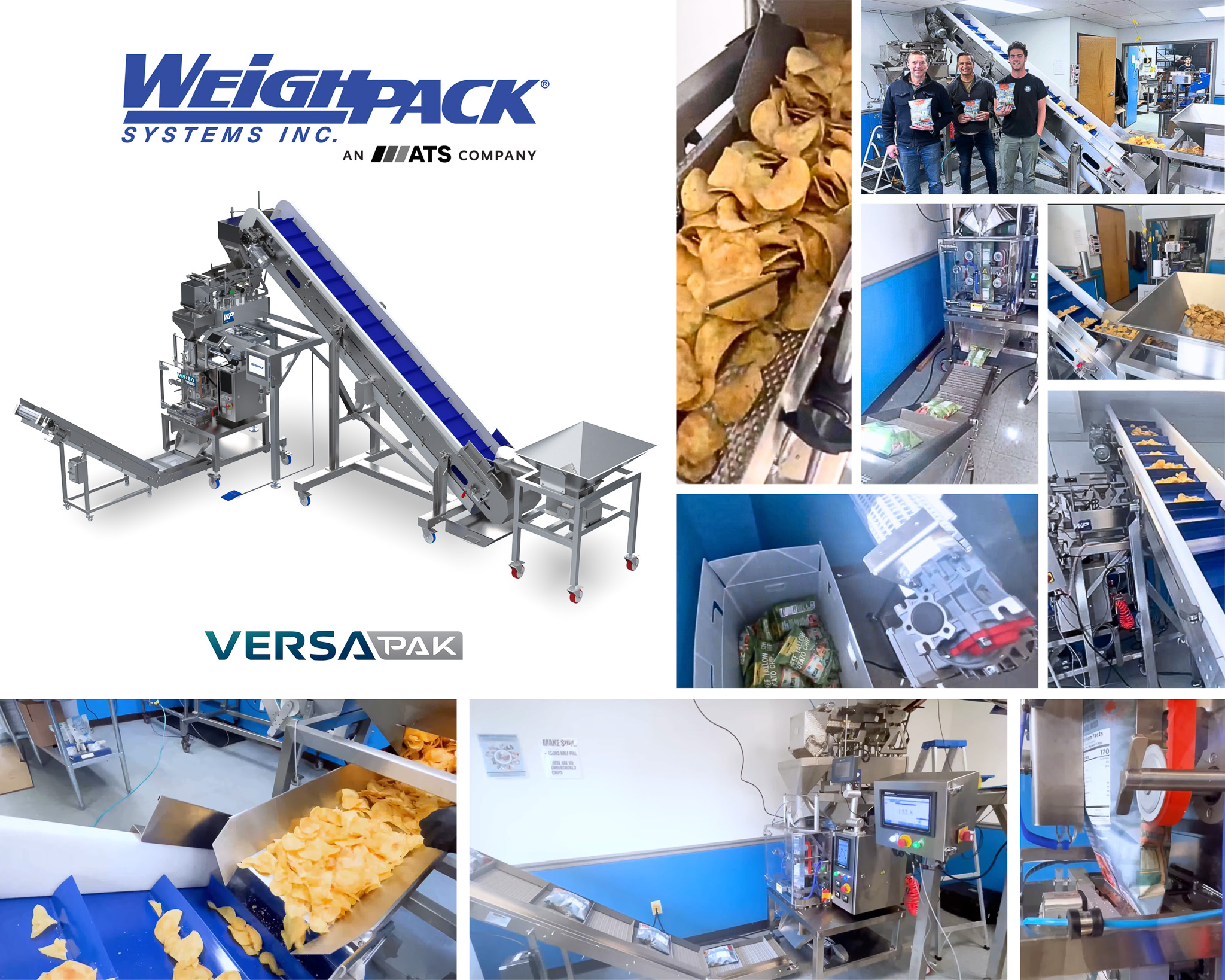 WeighPack Systems delivers compact & efficient potato chips packaging system featuring PrimoLinear&circledR; V5 Net Weigher and VersaPak&trade; Tabletop VFFS Bagger.