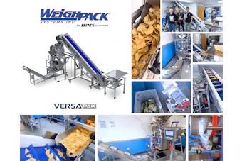 WeighPack Systems delivers compact & efficient potato chips packaging system featuring PrimoLinear® V5 Net Weigher and VersaPak™ Tabletop VFFS Bagger.