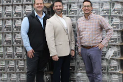 From left: Mark Goryl, vice president; Tony Barrett, CEO; and Keith Coffindaffer, business development specialist, stand in front of palletized product at RISE Packing & Assembly Co.'s Orland Park, Ill., facility.