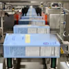 Dry flaked product from a large food brand moves through a horizontal cartoner at GreenSeed.