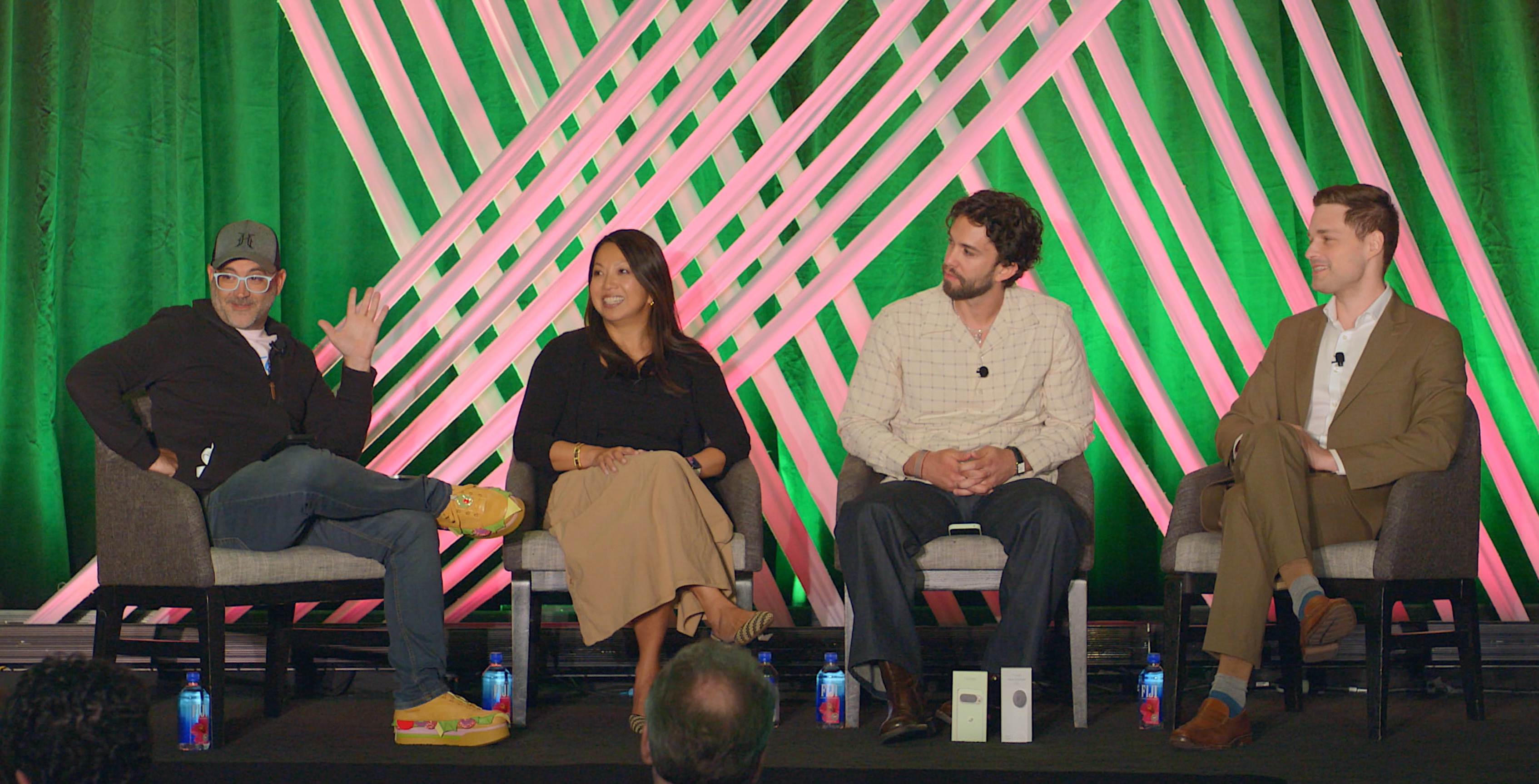 From l. to r., Moderator Brent Lindberg, head of curiosity, Fuseneo; Kerri Clark, VP of packaging R&D, Mars Inc.; Joey Giacomini, packaging design engineer lead, Google; and Eric Bell, principal packaging scientist, Nestl&eacute;