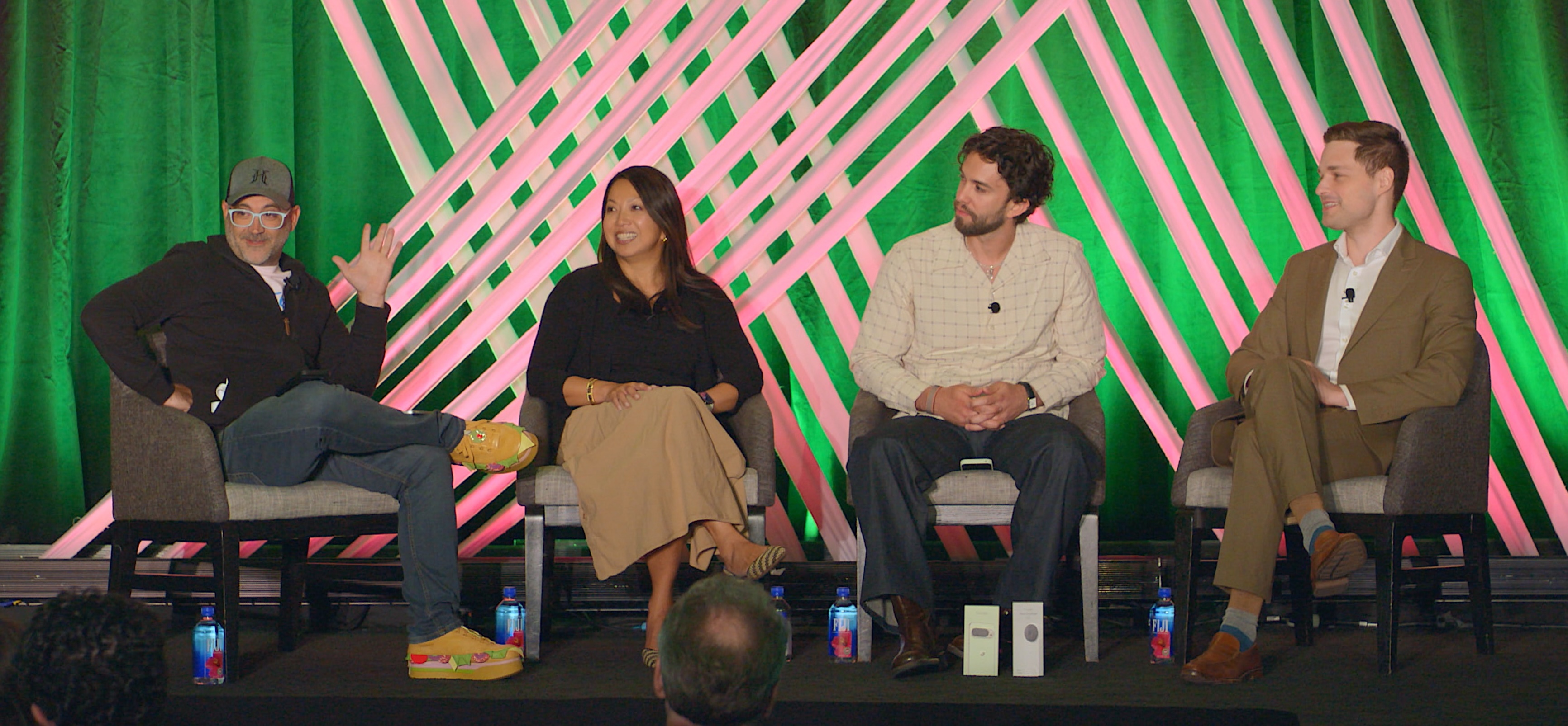 From l. to r., Moderator Brent Lindberg, head of curiosity, Fuseneo; Kerri Clark, VP of packaging R&D, Mars Inc.; Joey Giacomini, packaging design engineer lead, Google; and Eric Bell, principal packaging scientist, Nestl&eacute;