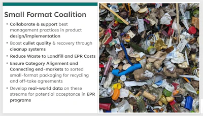 The Small Format Packaging Infrastructure Coalition is bringing brands, recyclers, processors, and end markets together to improve small-format package recovery, increase cullet quality, reduce material sent to landfill, and generate data for EPR programs.