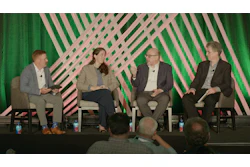(from l. to r.) Moderator Matt Reynolds, Packaging World; Sarah Pamplona Santos, Closed Loop Partners; Scott DeFife, Glass Packaging Institute; and Kenneth Laverdure, Estée Lauder Companies.