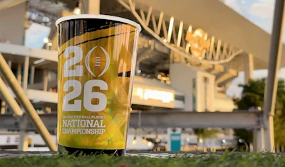 Churchill’s 2026 College Football Playoff National Championship souvenir cup was made with 100% rPP produced through PureCycle’s physical dissolution recycling process.