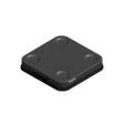 Dark gray square wireless charging pad with rounded corners and four rubber feet, featuring Radiant branding
