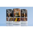 Black Poetry’s three sparkling coffee varieties use a shared visual structure while giving each can its own character through portraiture, color, and illustration.