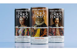 Black Poetry’s three sparkling coffee varieties use a shared visual structure while giving each can its own character through portraiture, color, and illustration.
