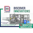 Brenton integrated case packer and palletizer system displayed at Pack Expo International booth S-3758