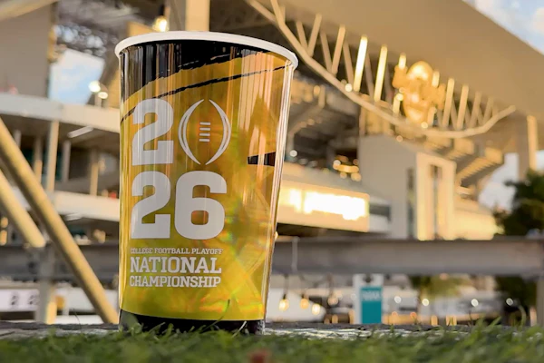 Churchill Container’s 100% PCR souvenir cup for the College Football Playoff National Championship uses purified recycled PP from PureCycle.