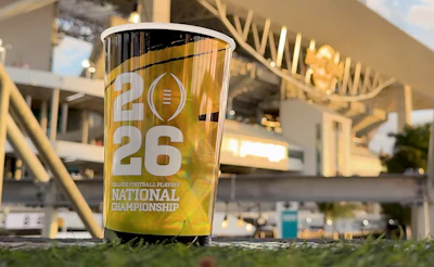 Churchill Container’s 100% PCR souvenir cup for the College Football Playoff National Championship uses purified recycled PP from PureCycle.