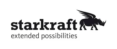 Starkraft logo with stylized black rhinoceros icon and extended possibilities tagline