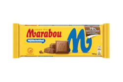Mondelēz’s Marabou milk chocolate wrapper is sourced from 75% recycled content, using chemically recycled polypropylene attributed through an ISCC PLUS-certified mass-balance approach.
