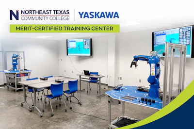Northeast Texas Community College Yaskawa Merit-Certified Training Center with robotic arms and computer workstations