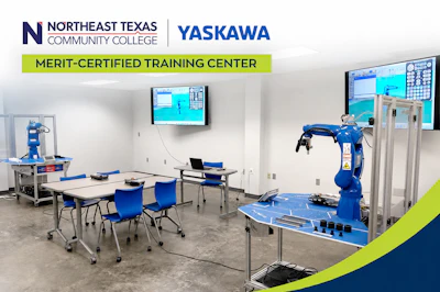 Northeast Texas Community College Yaskawa Merit-Certified Training Center with robotic arms and computer workstations