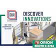 Pack Expo International and Orion booth S-3762 advertisement showcasing automated packaging wrapper equipment at trade show