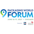 Packaging World Forum logo with location pin icon and event details for June 16-17, 2027 in Chicago