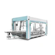 Bosch industrial packaging machine with turquoise frame and integrated conveyor system