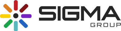 Sigma Group logo featuring colorful radial design with black text wordmark