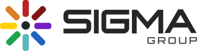 Sigma Group logo featuring colorful radial design with black text wordmark