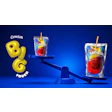 Capri Sun beverage marketing scene with yellow power symbol and balanced drink pouches on blue background