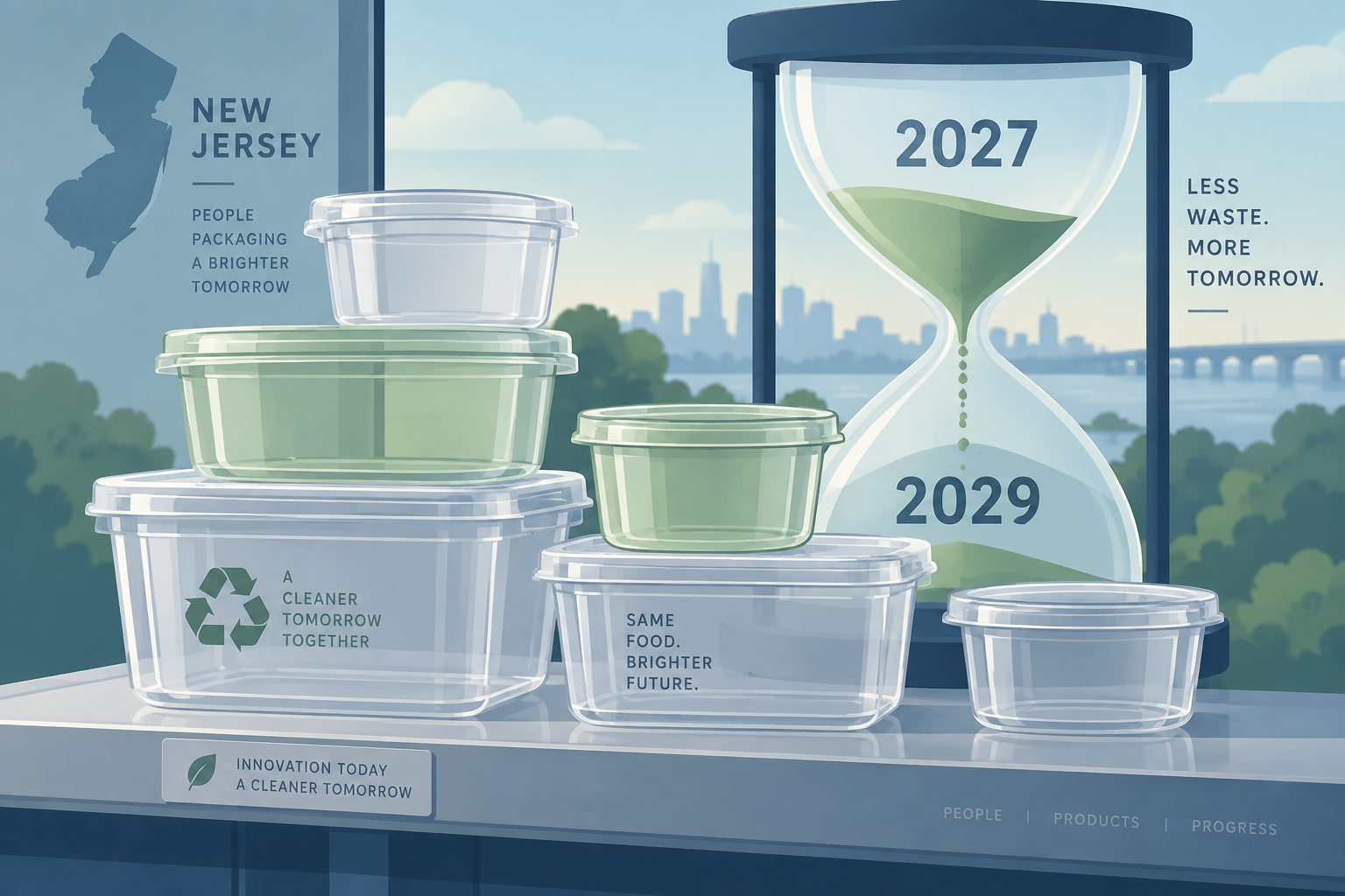 Food-contact packaging sold in New Jersey now has until Dec. 31, 2029 ( not Jan. 18, 2027) to meet the state's postconsumer recycled content requirements, after NJDEP extended the exemption originally built into the Recycled Content Law.
