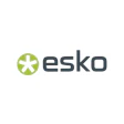 Esko logo with green circle containing white asterisk and dark blue text wordmark