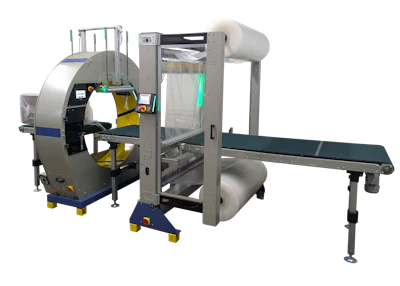 FA-125 Automatic Orbital Wrap Machine with protective wrap dispenser option.