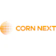 Corn Next logo featuring golden spherical dot pattern and bold orange text