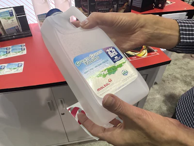 Mactac's new dairy film is printed on white BOPP with 710VHP adhesive, the construction engineered to resist moisture wicking on cold, condensation-covered containers.