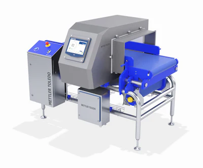 Mettler Toledo industrial X-ray analyzer with blue conveyor system and touchscreen control panel