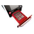 Leica Biosystems VisioCAM HD microscope camera with open red specimen slide drawer containing eight glass slides