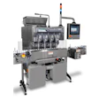 Industrial automated filling machine with control panel, hopper, and multi-channel dispensing system