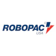 Robopac USA logo with dark blue text and red geometric arrow symbol