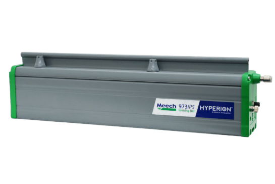 Meech Hyperion 973PS industrial air knife with gray housing and green end caps