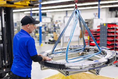 Bartelt’s MAG-B compact, MAG-L linear, and MAG-R rotary HFFS packaging machines rely on IP65 and IP69K XTS linear transport technologies from Beckhoff (rotary XTS track for MAG-R shown prior to installation).