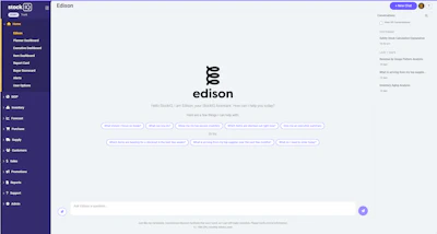 Edison logo featuring stylized geometric symbol above company name in monochromatic black design