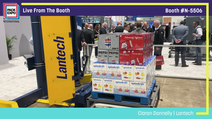 Lantech forklift with Pepsi and Spindrift products at Pack Expo trade show booth N-5506