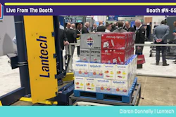Lantech forklift with Pepsi and Spindrift products at Pack Expo trade show booth N-5506