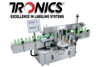Tronics automatic labeling system with control panel and green applicators for industrial label application