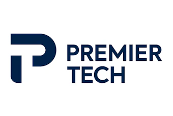 Premier Tech logo featuring abstract navy P symbol and company name in sans-serif typeface